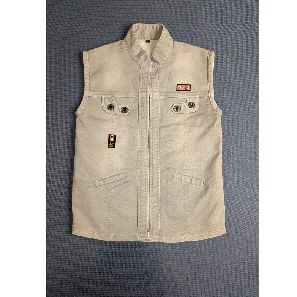 Denim Zip Up‎ Gray Utility Vest Sleeveless Evisu Genes Mens Jacket Size 8